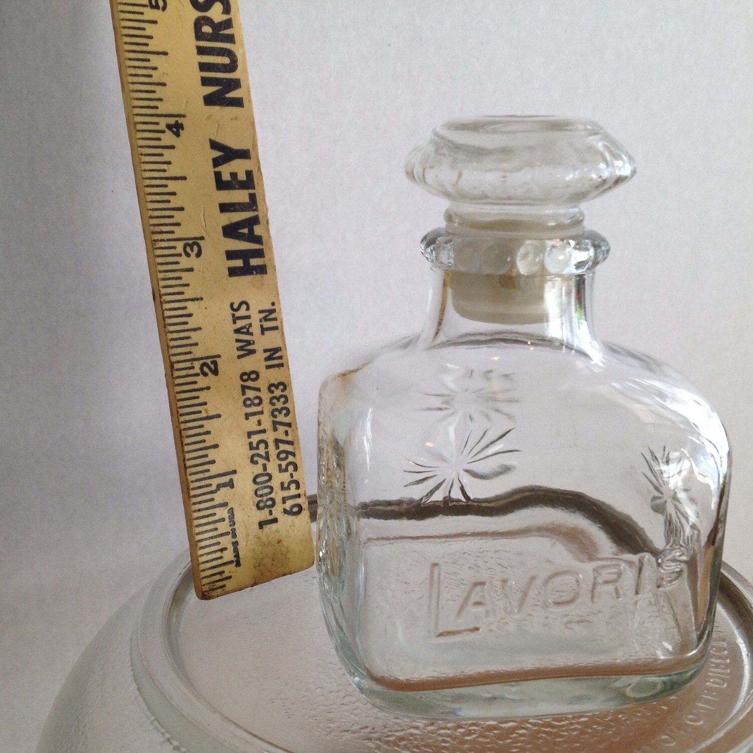 Vintage Lavoris Bottle Embossed Clear With Stopper Collectible