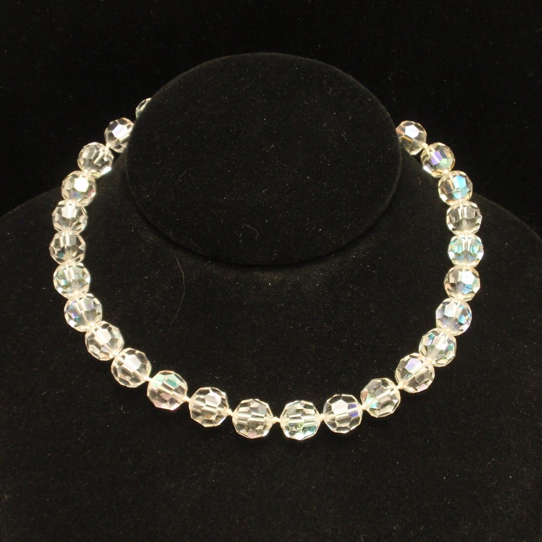 Crystal Beads Necklace Vintage 1960s Faceted
