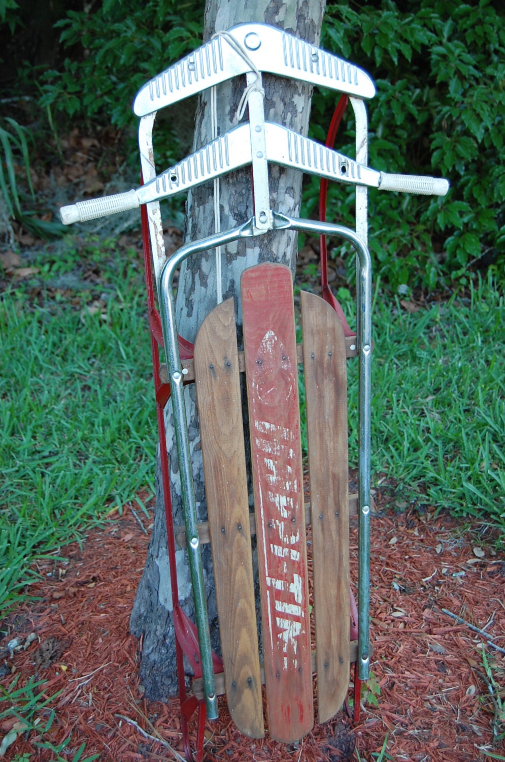 Vintage Wooden Snow Sled HappiTime Snow Sled Antique snow