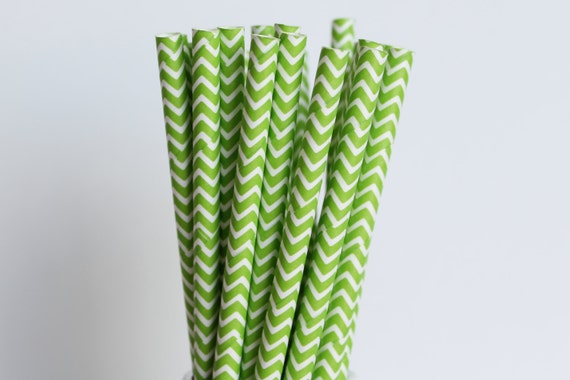 Lime Green Chevron Paper Straws-Lime Green Straws-Chevron Straws-Party Straws-Mason Jar Straws-Zigzag Straws-Bright Green Straws-Paper Straw Il_570xn