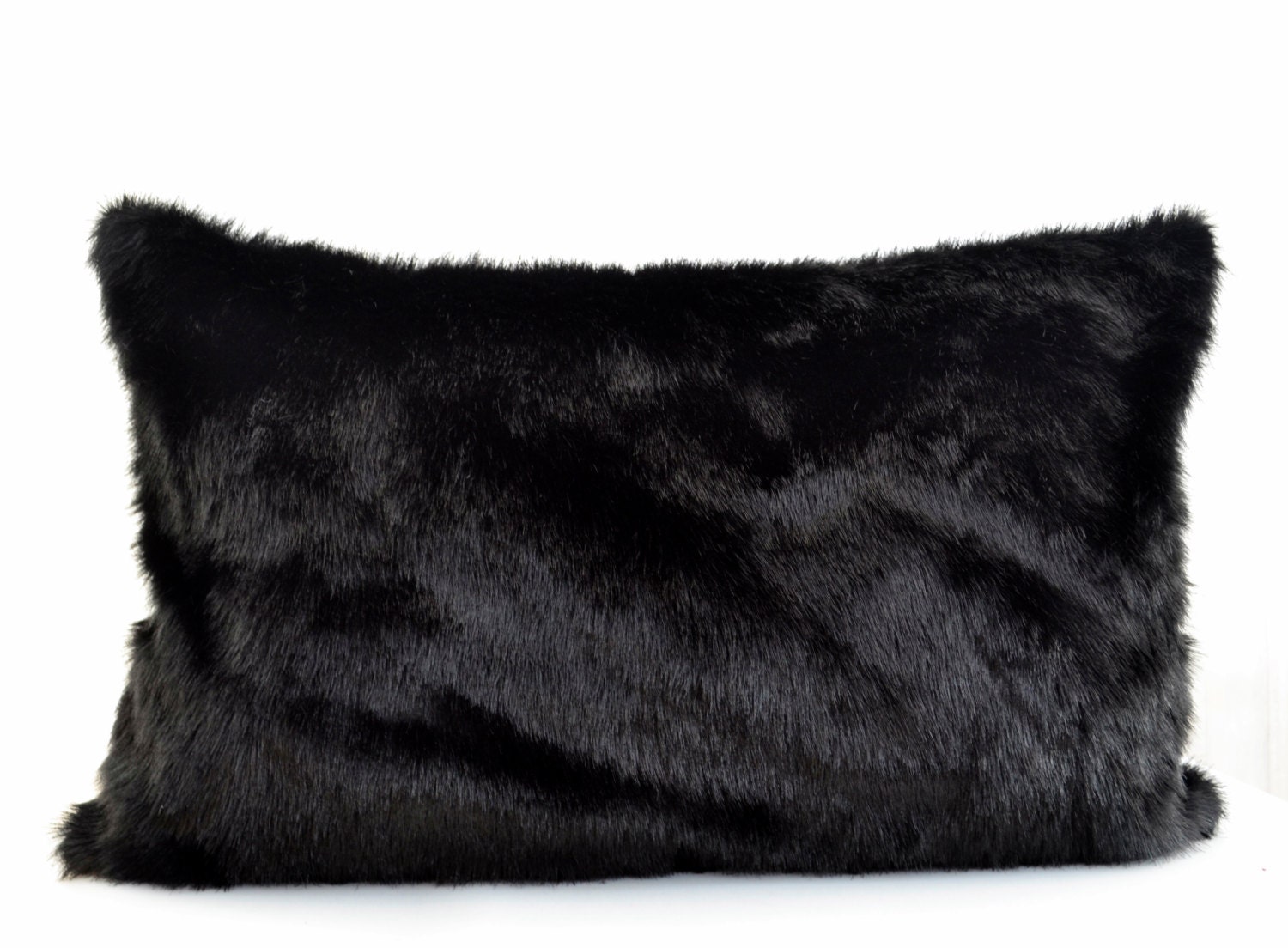 Black Fur Pillow CoverBlack Faux Fur Pillow Cover by LaletDesign