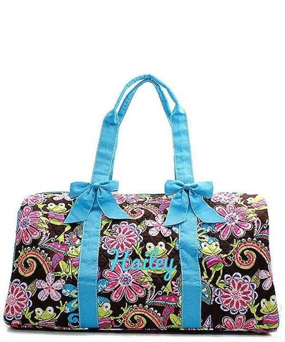 Personalized Duffle Bag Quilted Frog Paisley Turquoise Blue ...