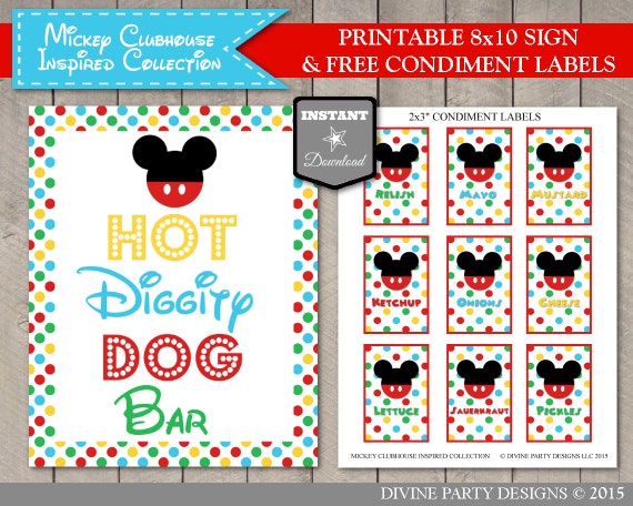 INSTANT DOWNLOAD Mouse Clubhouse 8x10 Hot Diggity Dog Bar Party Sign ...