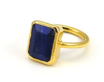 Ring - Emerald Cut Ring - Bezel set ring - Birthstone Ring - Gold Ring ...