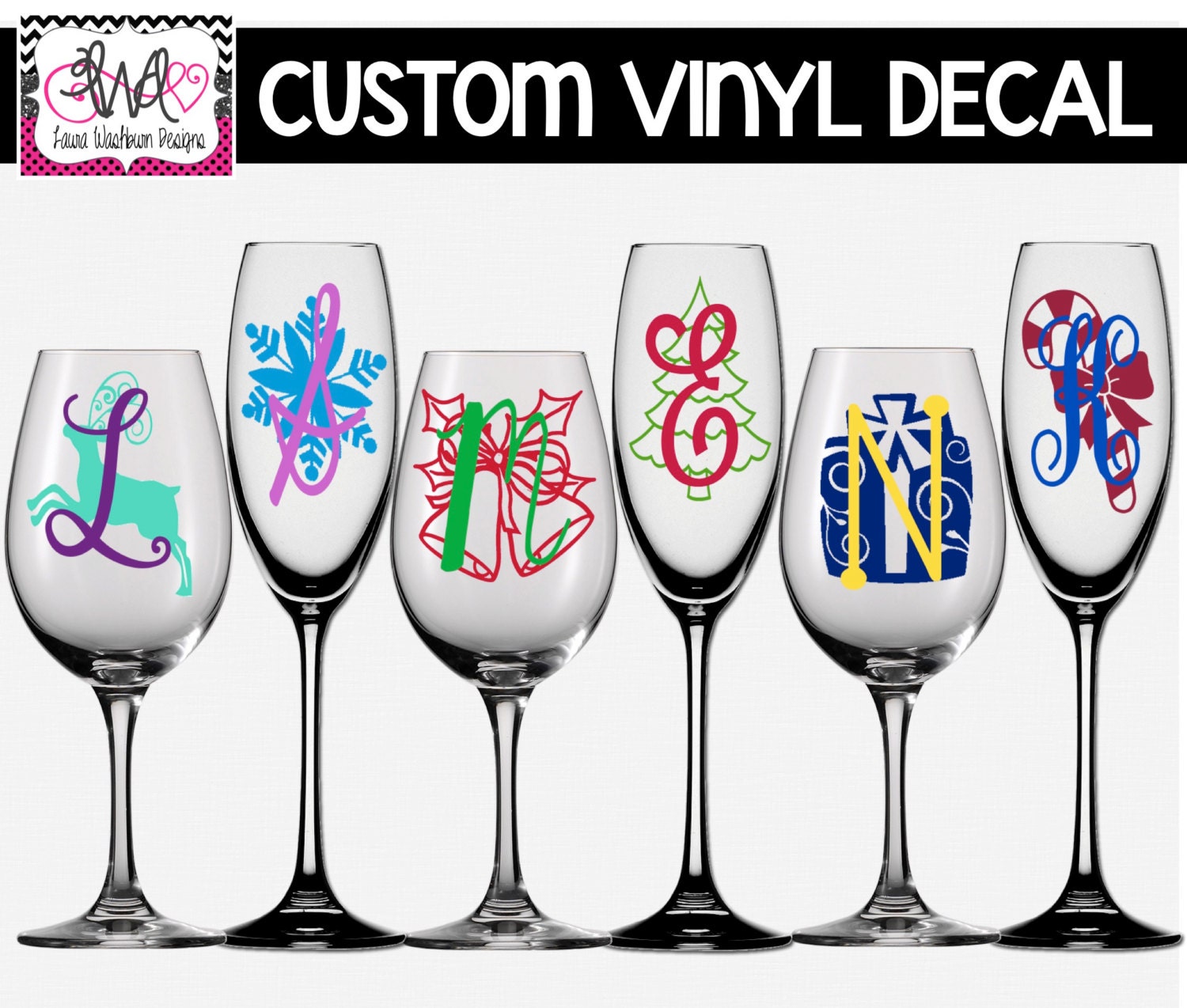 VINYL DECAL DIY Personalized Christmas Decals for Glassware