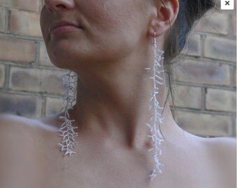 Extra Long Earrings. Silver Earrings. Beadwork. Shoulder Duster Earrings. Dangle Earrings