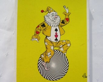 Jumbo Playing Cards Plastic Coated Clown Box Paper Ephemera Vintage Cards
