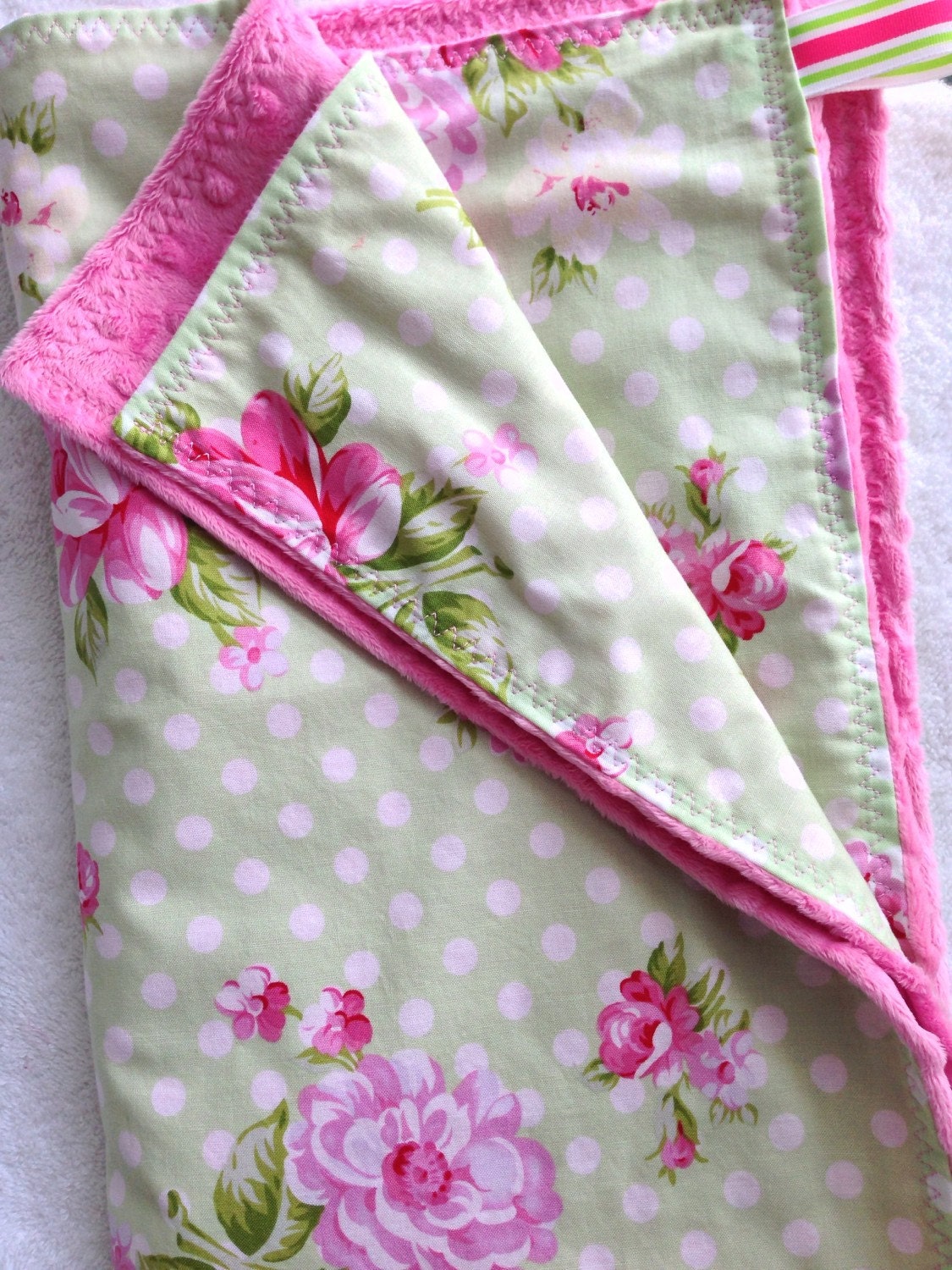 Baby Girl Blanket Minky and Cotton Baby Blanket Tanya