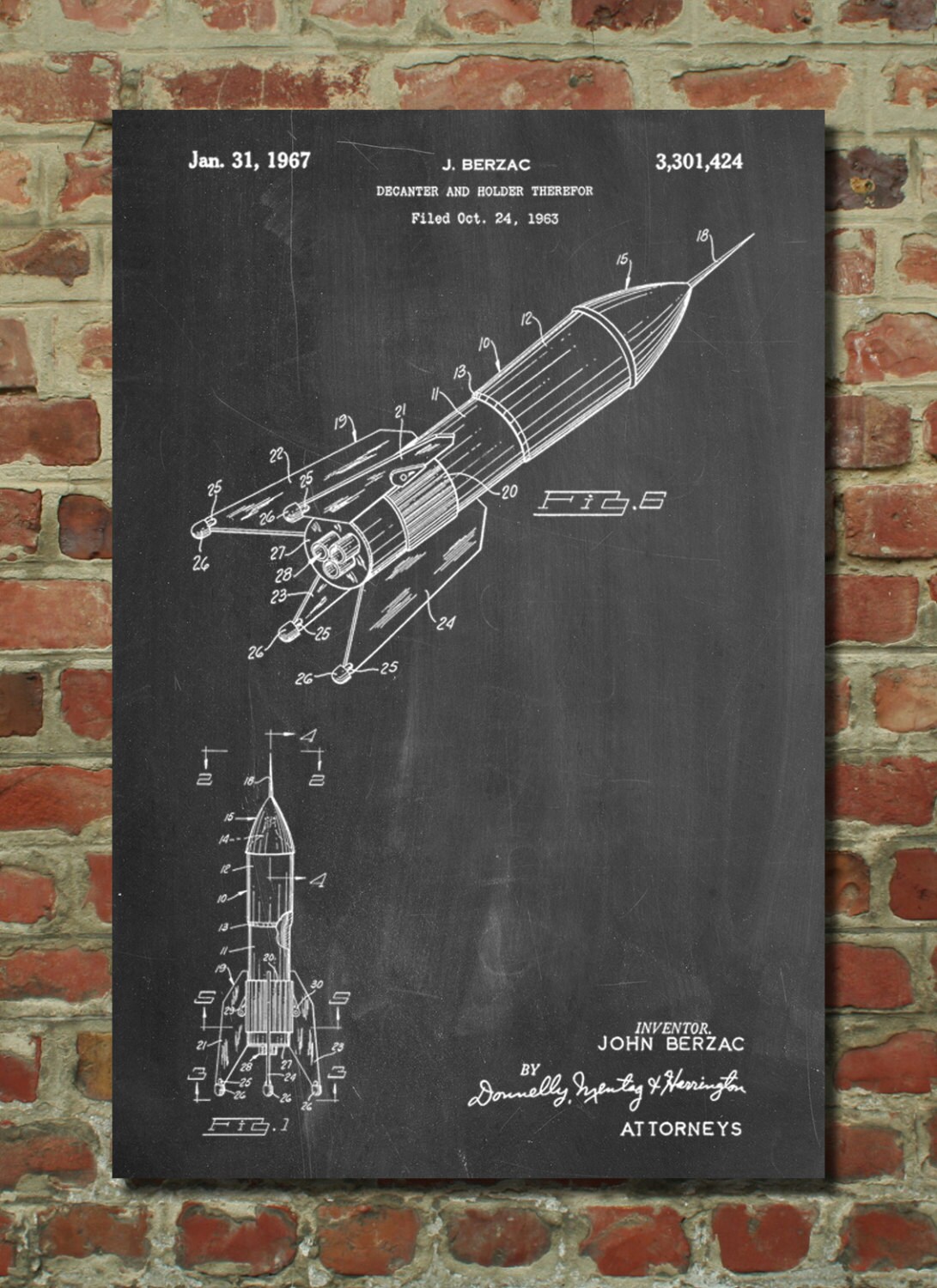 Rocket Ship Concept 1963 Patent Poster Space by PatentPrints