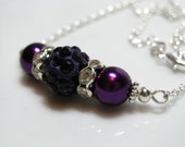 Purple necklace, Silver necklace, Crystal necklace, Shamballa necklace, Necklace, Handmade earring, Homemade jewelry, Homemade necklace