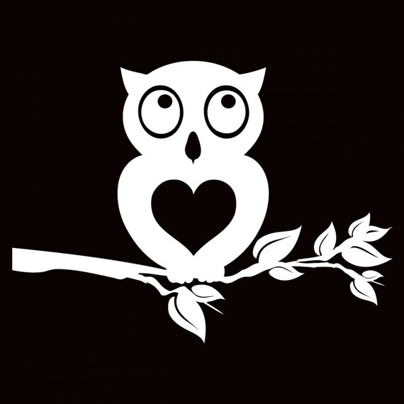 Owl Love Heart Vinyl Decal by JennaDecalsandMore on Etsy