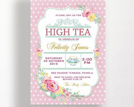 Kitchen Tea Invitation Or High Tea Invitation Printable Pink   Il 570xN.772810145 H1i8 