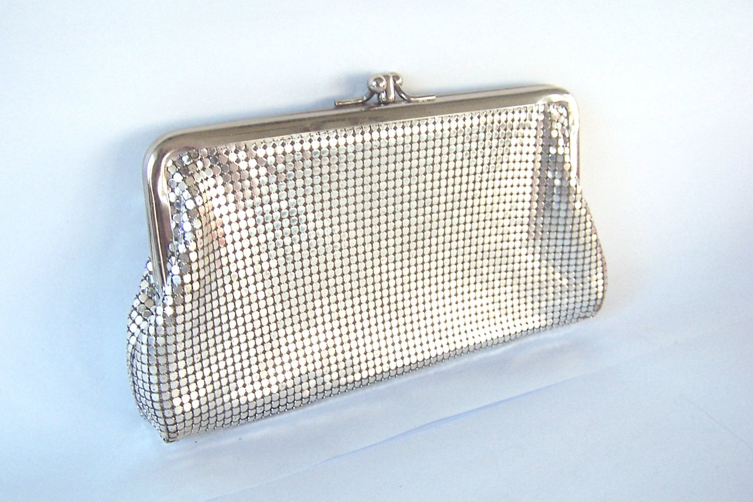 Whiting and Davis Silver Coin Purse Clutch Mesh Bags Metal