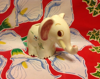 Vintage Block Pottery hand painted elephant planter