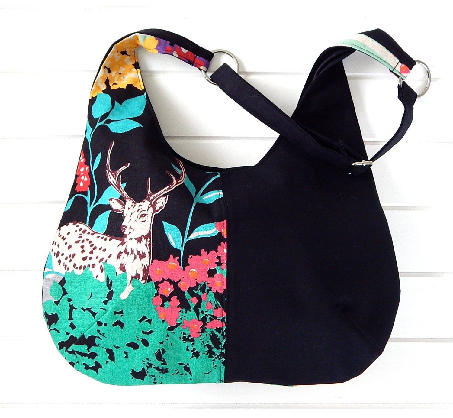Fabric Hobo Bag Ladies Handmade Bag Echino Fabric by BoonlellBags
