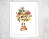 Print Spring | Illustration Art Giclee Print | Poster | Drawing watercolor, Flower, Creativity, Childhood | flower Bouquet , Nursery