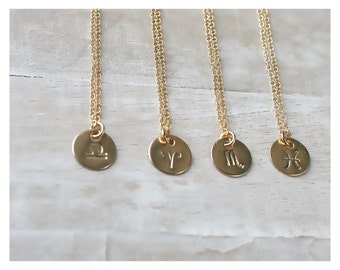 Zodiac necklace, personalized zodiac jewelry, 14K gold filled, or, Sterling Silver, Beaucoupdebeads