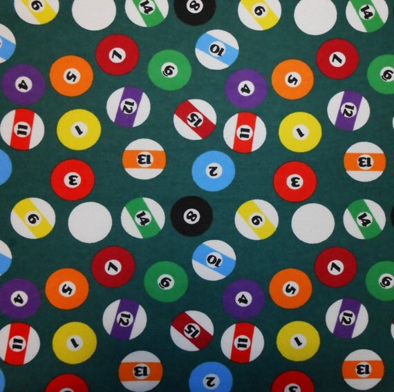 Pool Balls Flannel Fabric Sold by the 1/2 by SewWhateverAndGifts
