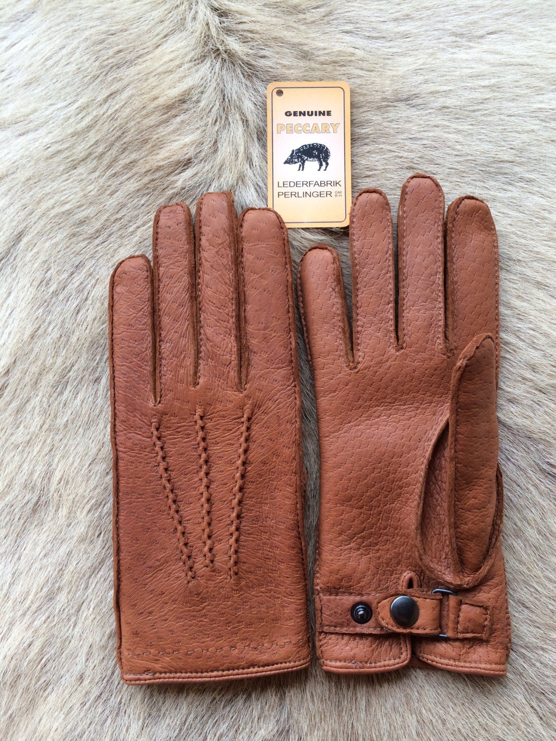 Peccary Leather Gloves with cashmere lining Men's Winter