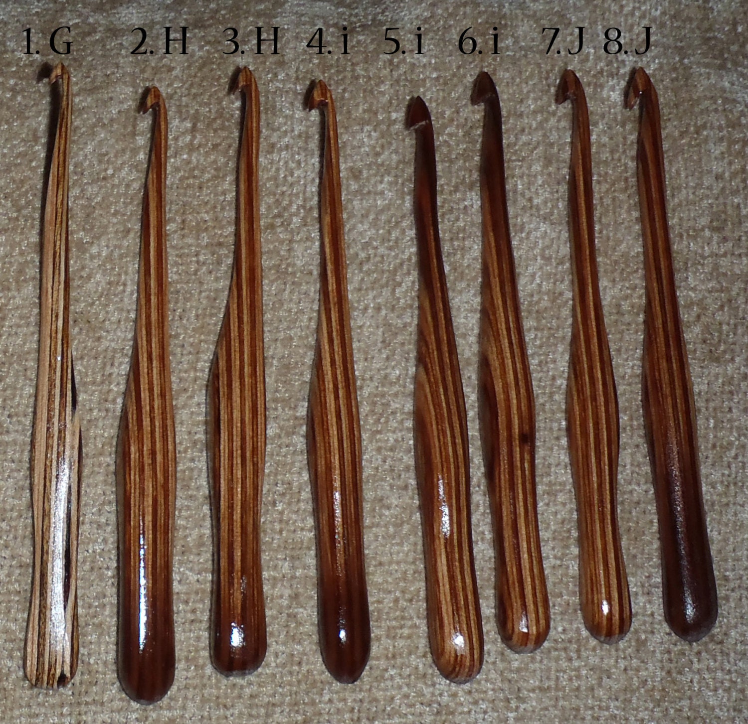 Items similar to Crochet hook Wand, choose your size "H" thru "J" hand shaped resinwood Pointed