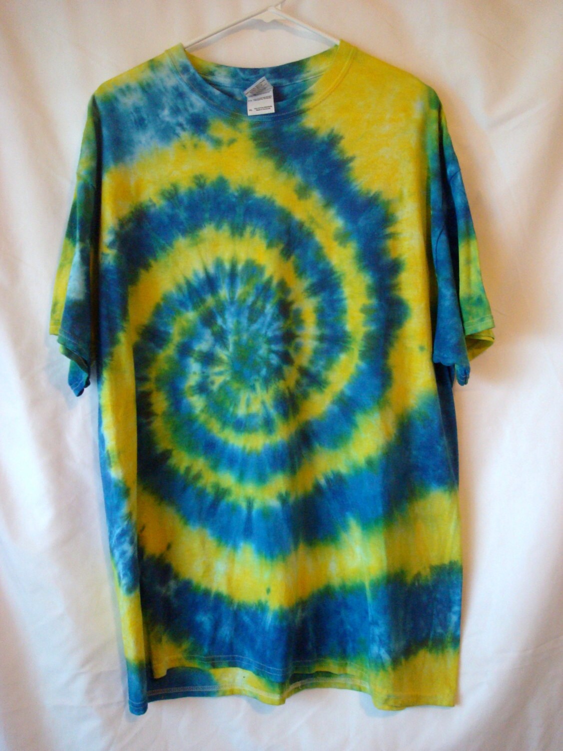 Tie Dye Tshirt Yellow And Blue Swirl TieDye by TexasTieDyeGuy