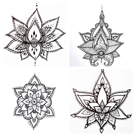  Temporary  Tattoo  Lucky Dip Seconds Black Geometric Lotus  Henna 