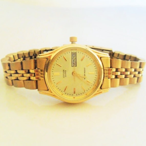 citizen stainless steel gold watch
