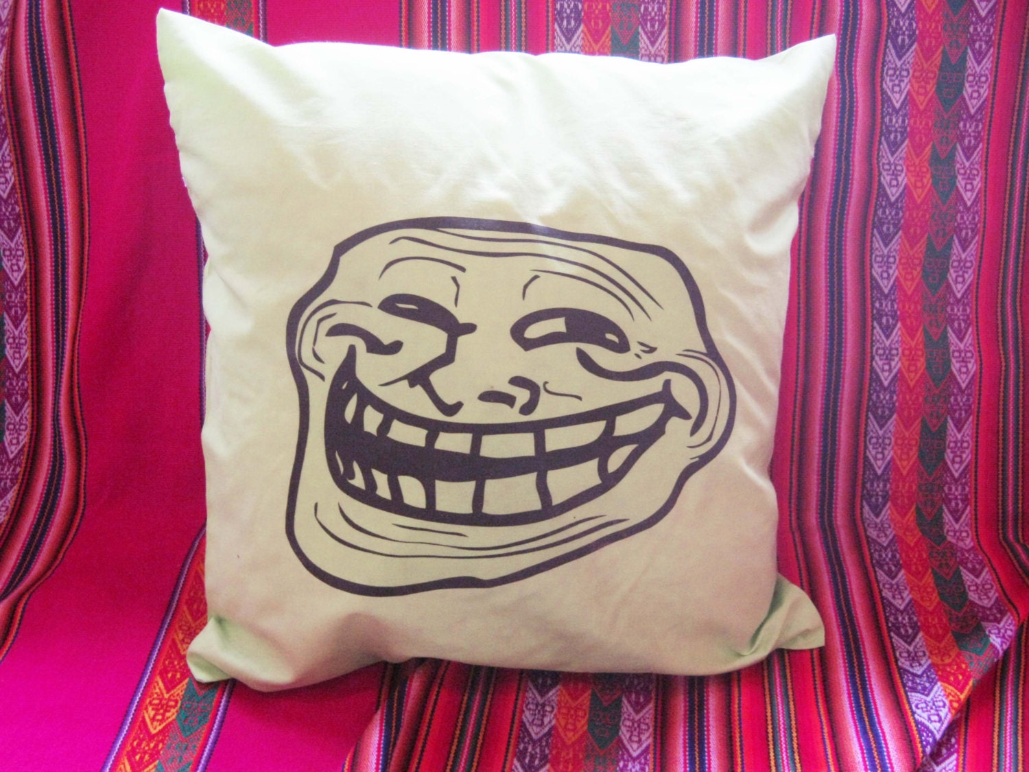 Meme pillow case TROLL FACE by Macarenica on Etsy