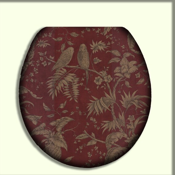Red Burgundy Toile Toilet Seat