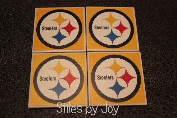 Set of 4 Ceramic Tile Coasters Pittsburgh Steelers