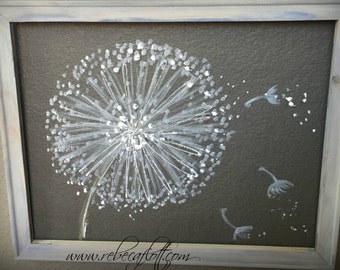 Recycled screen ,Dandelion Painting ,Dandelion Flower,Wall Art