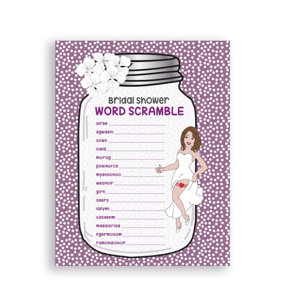 Bridal Shower Game Word Scramble Printable by TheVintagePen