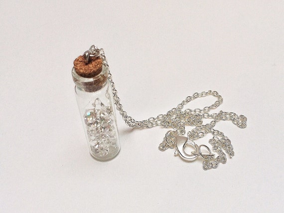 Crystal glass bottle necklace Floating crystal necklace