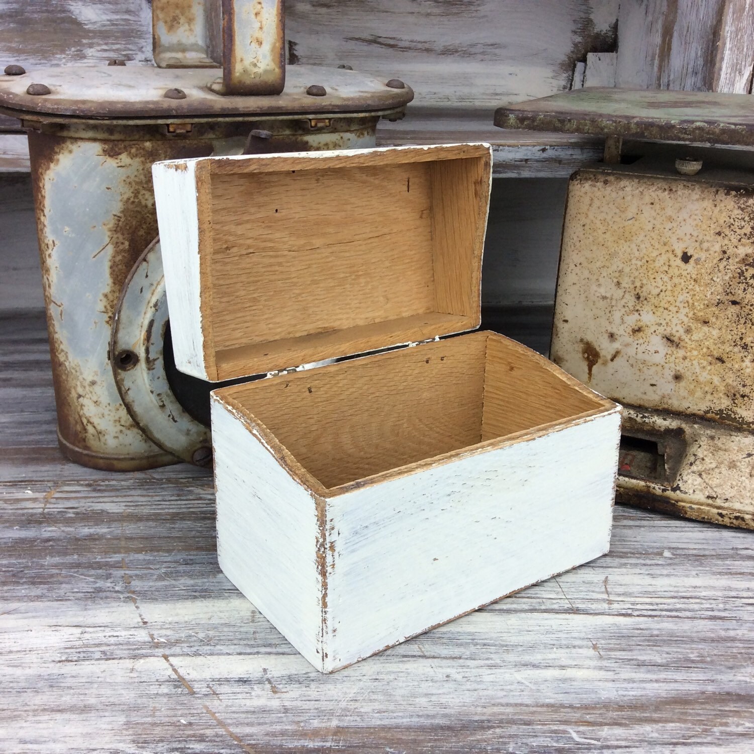 WOOD RECIPE BOX Kitchen Storage Rustic Recipe by ShabbyShores