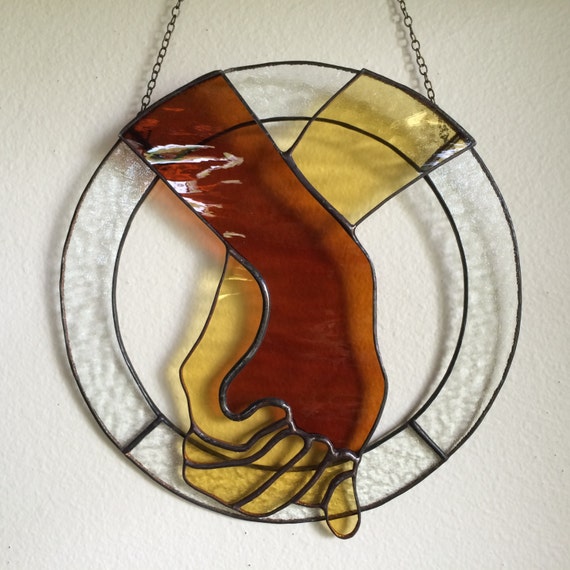 Stained Glass Holding Hands Circlet Panel We by DeesignsByHarris