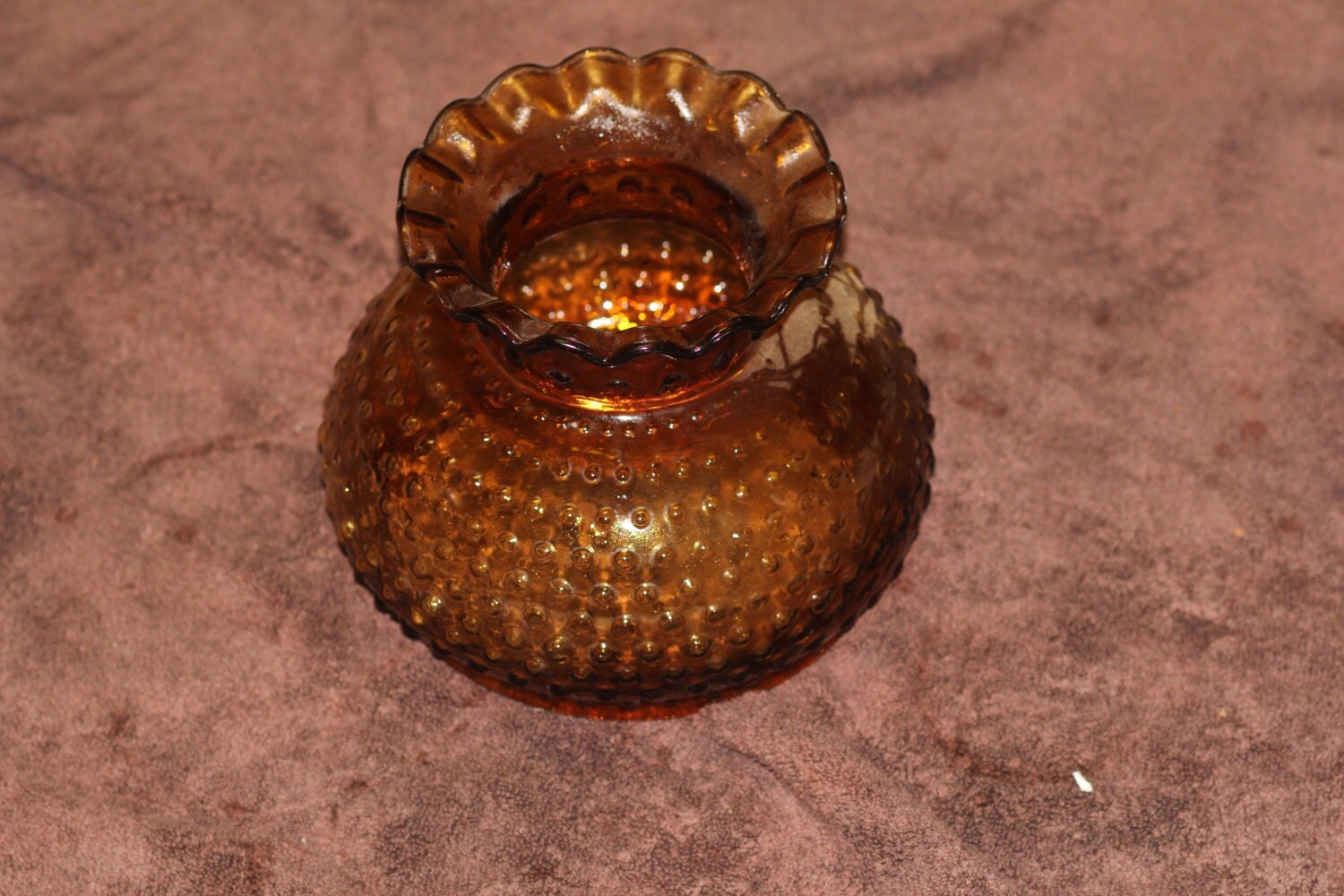 Vintage Antique Amber Glass Hobknob Table Lamp Shade Globe