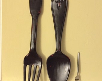 Spoon And Fork Wall Decor fork and spoon wall decor | etsy Spoon And Fork Wall Decor fork and spoon wall decor | etsy