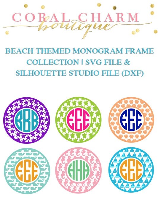 Download Beach Themed Monogram Frame Collection for Cutting Machines