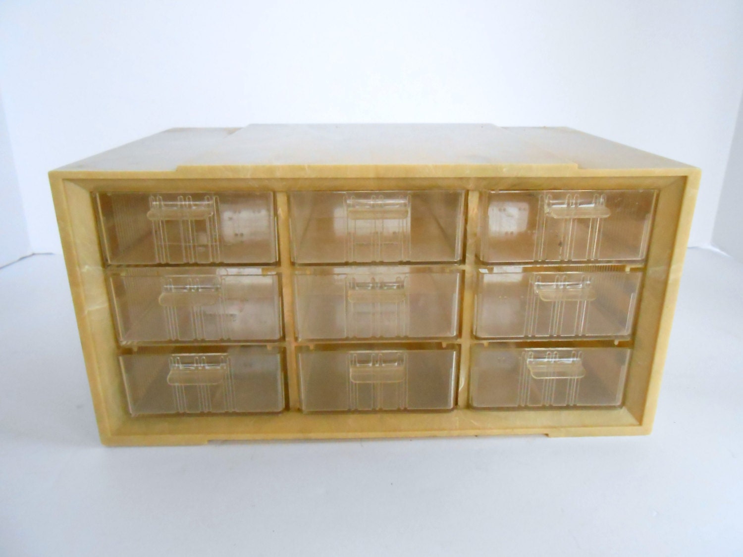 Vintage Akro Mils Small Parts Storage with Marbled Plastic Case