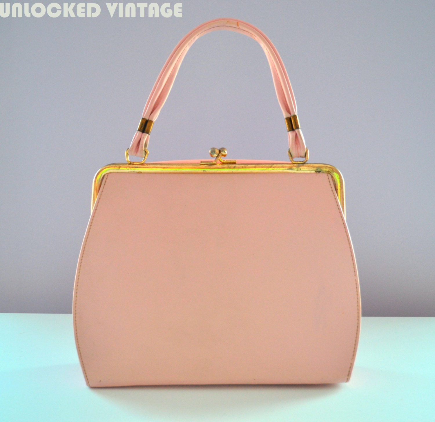 Vintage 50s Pink Handbag Clasp Short Handle Royal by DreamsofBetty