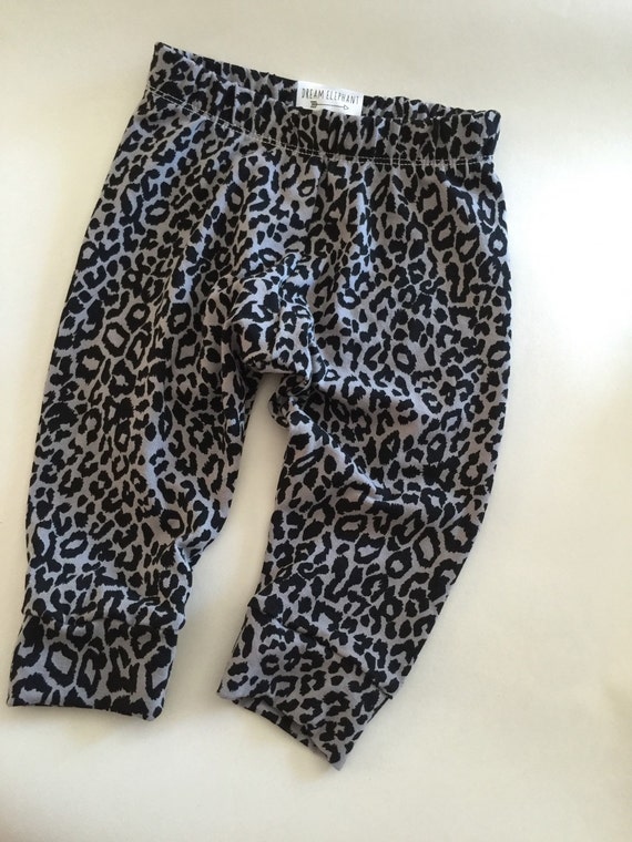 Baby Leggings Gray and Black Cheetah Made to by DreamElephant