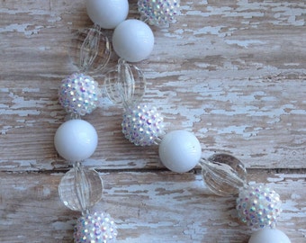 Baptism chunky bead necklace.. White necklace.. White chunky necklace.. Baptism jewelry
