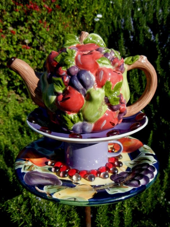 Teapot Bird Feeder Repurposed Garden Art Garden by PreciousNPretty