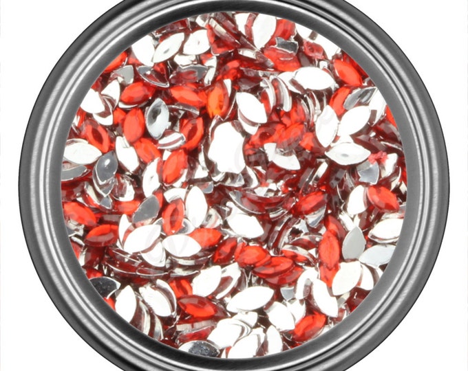 Red Oval Rhinestone Gems Flat Back Face Art Nail Art Scrapbook Phone Decoration 3mm