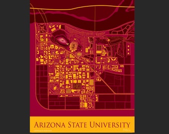 Arizona State University Map Art | Graduation Gift | Alumni Gift ...