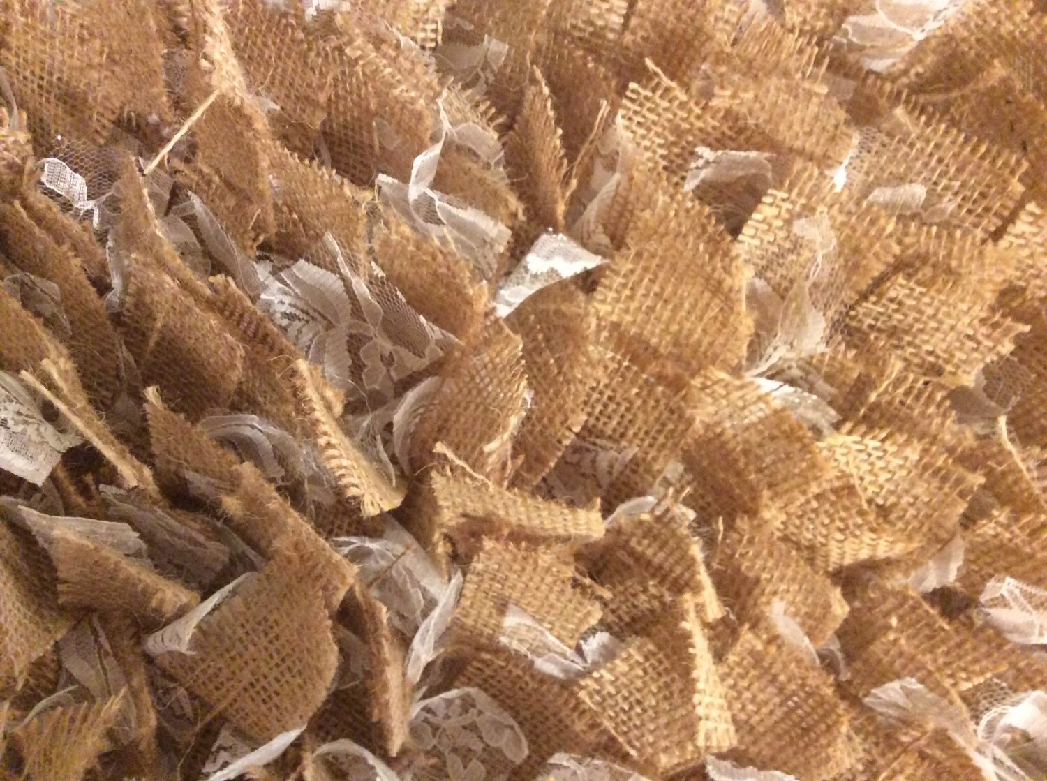 Large Burlap Rug Rag Rug Burlap and Lace by TheThreadingHouse