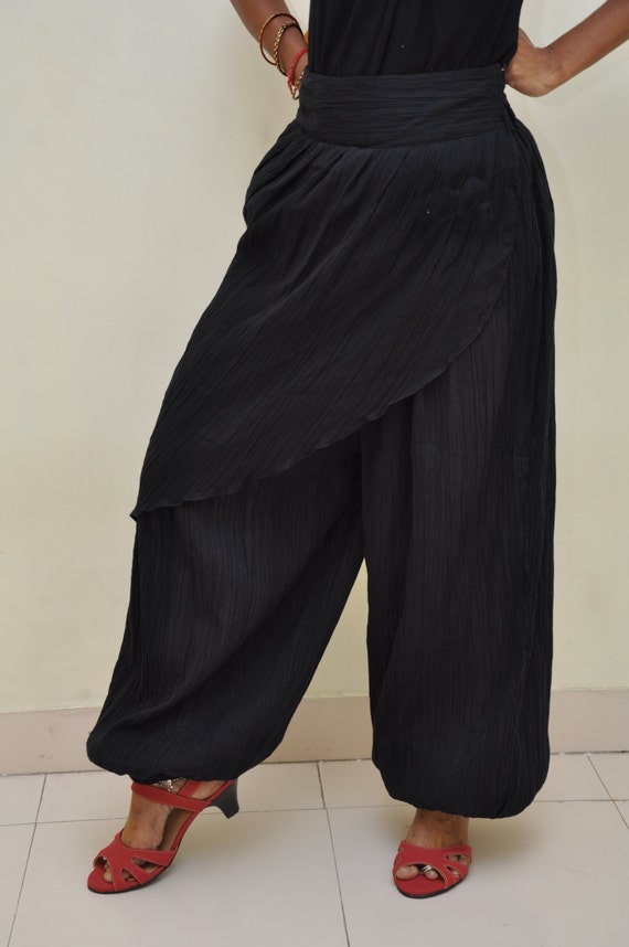 Womens Gauze Harem Pants with front Wrap in Punk Style.