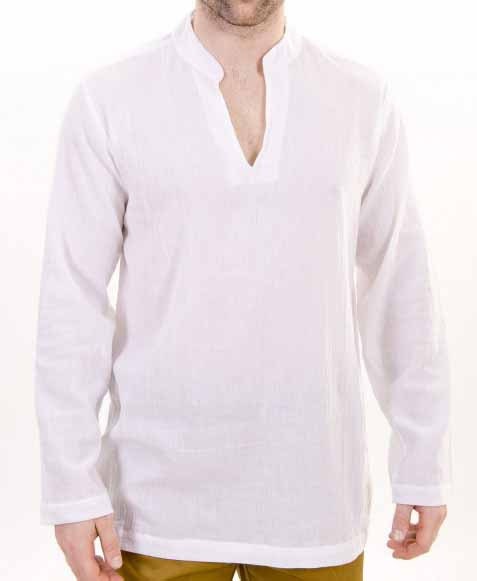 Mens Nehru collar Short Kurta Shirt in Linen.