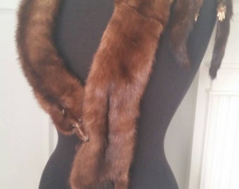 Vintage Mink Fur Stole Fifties Fur Wrap Collar Mink Pelt FREE SHIPPING