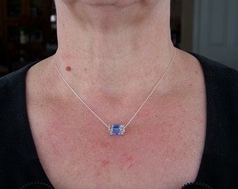 blue amethyst with diamonds necklace rose gold